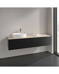 Meuble vasque Villeroy &amp; Boch Antao K26013PD 160 x 36 x 50 cm, plan vasque couleur Botticino, laque noire mate