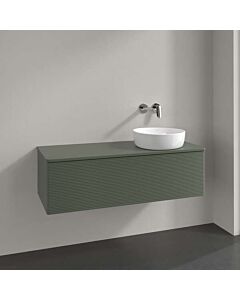 Villeroy und Boch Antao Waschtisch-Unterschrank K34150HL 120x36x50cm, Hahnloch, Waschbeckenplattenfarbe Lack, leaf green matt lacquer