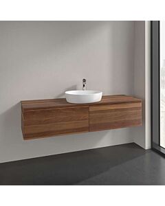 Villeroy &amp; Boch Antao vanity unit L36012HM with lighting, 2 drawers, 1600 x 360 x 500 mm, smooth front, Warm Walnut / Warm Walnut
