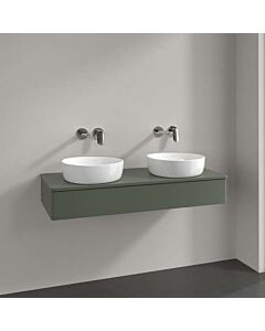 Villeroy und Boch Antao Waschtisch-Unterschrank K13050HL 120x19x50cm, Hahnloch, Waschbeckenplattenfarbe Lack, leaf green matt lacquer