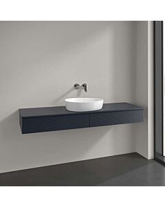 Villeroy und Boch Antao Waschtisch-Unterschrank L14110HG mit Beleuchtung, 2 Auszüge, 1600 x 190 x 500 mm, Front mit Struktur, Midnight Blue Matt Lacquer / Midnight Blue Matt Lacquer