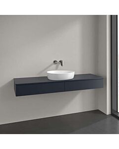 Villeroy und Boch Antao Waschtisch-Unterschrank L14010HG mit Beleuchtung, 2 Auszüge, 1600 x 190 x 500 mm, Front ohne Struktur, Midnight Blue Matt Lacquer / Midnight Blue Matt Lacquer