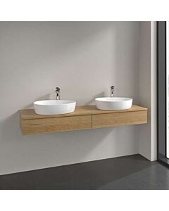 Villeroy und Boch Antao Waschtisch-Unterschrank L17151HN mit Beleuchtung, 2 Auszüge, 1600 x 190 x 500 mm, Front mit Struktur, Honey Oak / Honey Oak