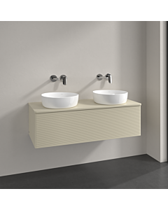 Villeroy und Boch Antao Waschtisch-Unterschrank K35150HJ 120x36x50cm, Hahnloch, Waschbeckenplattenfarbe Lack, silk grey matt lacquer
