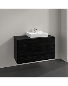 Villeroy und Boch Collaro meuble sous-vasque C015B0AB 100x54,8x50cm, meuble sous-vasque à droite, éclairage LED 7,3 W, chêne noir