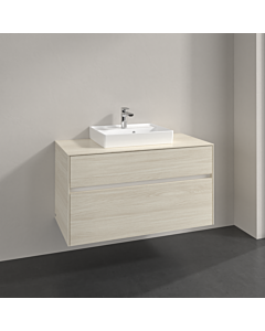 Villeroy und Boch Collaro meuble sous-vasque C016B0AA 100x54,8x50cm, vasque au milieu, éclairage LED 7,3 W, chêne blanc