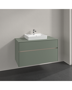 Villeroy und Boch Collaro meuble sous-vasque C01600AF 100x54,8x50cm, lavabo au milieu, vert tendre