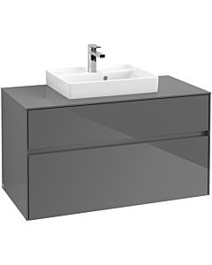 Villeroy & Boch Collaro Waschtischunterschrank C01600FP 100x54,8x50cm, Waschtisch mittig, Glossy Grey