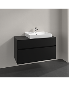 Villeroy und Boch Collaro vanity unit C018B0VL 100x54.8x50cm, washbasin right, LED lighting 7.3 W, volcano black