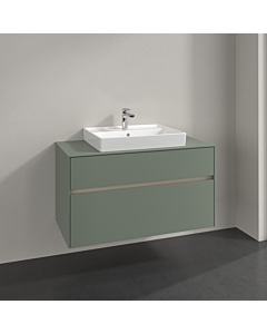 Villeroy und Boch Collaro meuble sous-vasque C01900AF 100x54,8x50cm, lavabo au milieu, vert tendre