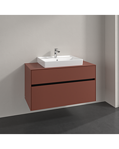 Villeroy und Boch Collaro meuble sous-vasque C01900AH 100x54,8x50cm, meuble sous-vasque au milieu, bordeaux