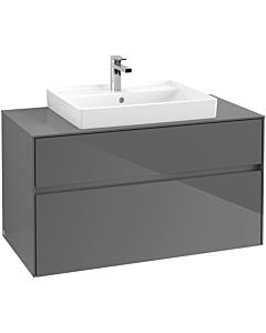 Villeroy & Boch Collaro Waschtischunterschrank C01900FP 100x54,8x50cm, Waschtisch mittig, Glossy Grey