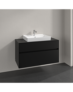 Villeroy und Boch Collaro meuble sous-vasque C01900VL 100x54,8x50cm, lavabo au milieu, noir volcan
