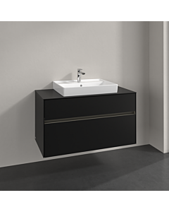 Villeroy und Boch Collaro vanity unit C019B0VL 100x54.8x50cm, washbasin in the middle, LED lighting 7.3 W, volcano black