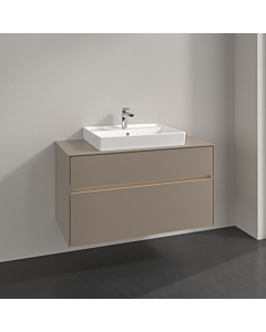 Villeroy und Boch Collaro meuble sous-vasque C019B0VM 100x54,8x50cm, lavabo au milieu, éclairage LED 7,3 W, taupe