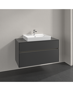 Villeroy und Boch Collaro vanity unit C019B0VR 100x54.8x50cm, washbasin in the middle, LED lighting 7.3 W, graphite