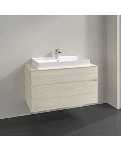 Villeroy und Boch Collaro meuble sous-vasque C020B0AA 100x54,8x50cm, vasque au milieu, éclairage LED 7,3 W, chêne blanc