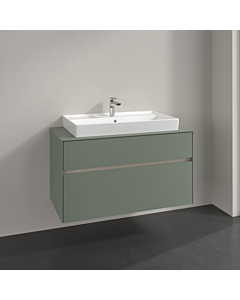 Villeroy und Boch Collaro meuble sous-vasque C02000AF 100x54,8x50cm, lavabo au milieu, vert tendre