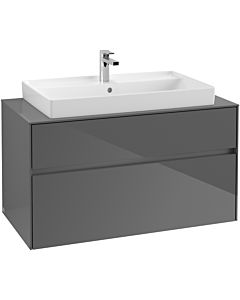 Villeroy & Boch Collaro Waschtischunterschrank C02000FP 100x54,8x50cm, Waschtisch mittig, Glossy Grey