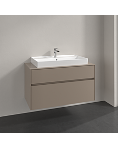 Villeroy und Boch Collaro meuble sous-vasque C020B0VM 100x54,8x50cm, lavabo au milieu, éclairage LED 7,3 W, taupe