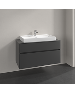 Villeroy und Boch Collaro meuble sous-vasque C020B0VR 100x54,8x50cm, lavabo au milieu, éclairage LED 7,3 W, graphite