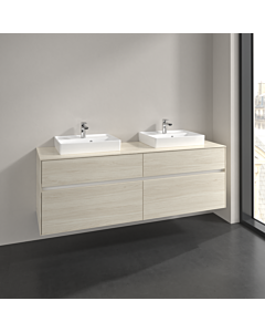 Villeroy und Boch Collaro meuble sous-vasque C021B0AA 160x54,8x50cm, pour 2 Waschtische , avec éclairage LED, chêne blanc