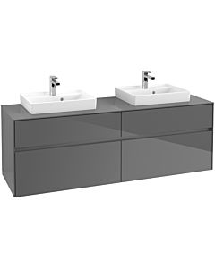 Villeroy & Boch Collaro Waschtischunterschrank C02100FP 160x54,8x50cm, für 2 Waschtische, Glossy Grey