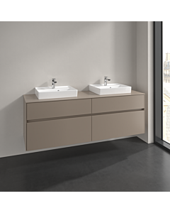 Villeroy und Boch Collaro meuble sous-vasque C021B0VM 160x54,8x50cm, pour 2 Waschtische , avec éclairage LED, taupe