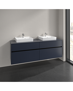 Villeroy und Boch Collaro meuble sous-vasque C021B0VQ 160x54,8x50cm, pour 2 Waschtische , avec éclairage LED, bleu marine
