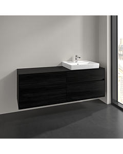 Villeroy und Boch Collaro meuble sous-vasque C023B0AB 160x54,8x50cm, meuble sous-vasque à droite, éclairage LED 12W, chêne noir