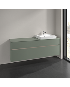 Villeroy und Boch Collaro meuble sous-vasque C023B0AF 160x54,8x50cm, meuble sous-vasque à droite, éclairage LED 12W, vert tendre