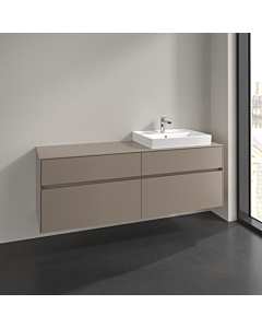 Villeroy und Boch Collaro meuble sous-vasque C023B0VM 160x54,8x50cm, meuble sous-vasque à droite, éclairage LED 12W, taupe