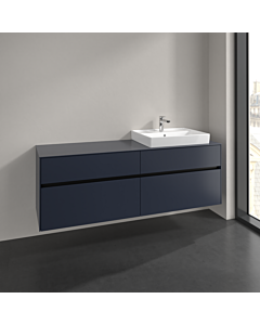 Villeroy und Boch Collaro meuble sous-vasque C023B0VQ 160x54,8x50cm, meuble sous-vasque à droite, éclairage LED 12W, bleu marine