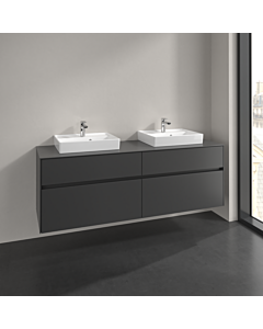 Villeroy und Boch Collaro Waschtischunterschrank C024B0VR 160x54,8x50cm, für 2 Waschtische, mit LED-Beleuchtung, graphite