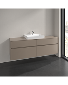 Villeroy und Boch Collaro meuble sous-vasque C025B0VM 160x54,8x50cm, lavabo au milieu, éclairage LED 12W, taupe
