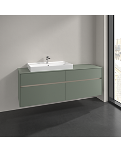 Villeroy und Boch Collaro Waschtischunterschrank C026B0AF 160x54,8x50cm, Waschtisch links, LED-Beleuchtung 12W, soft green