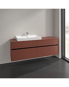 Villeroy und Boch Collaro Waschtischunterschrank C026B0AH 160x54,8x50cm, Waschtisch links, LED-Beleuchtung 12W, wine red