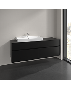 Villeroy und Boch Collaro vanity unit C026B0VL 160x54.8x50cm, washbasin left, LED lighting 12W, volcano black