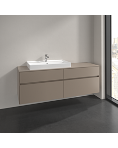 Villeroy und Boch Collaro meuble sous-vasque C026B0VM 160x54,8x50cm, meuble sous-vasque à gauche, éclairage LED 12W, taupe