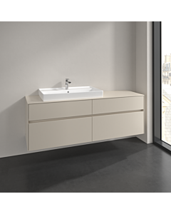 Villeroy und Boch Collaro Waschtischunterschrank C026B0VN 160x54,8x50cm, Waschtisch links, LED-Beleuchtung 12W, cashmere grey