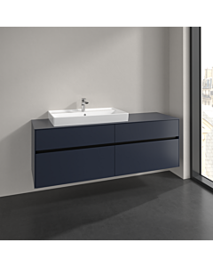 Villeroy und Boch Collaro meuble sous-vasque C026B0VQ 160x54,8x50cm, meuble sous-vasque à gauche, éclairage LED 12W, bleu marine