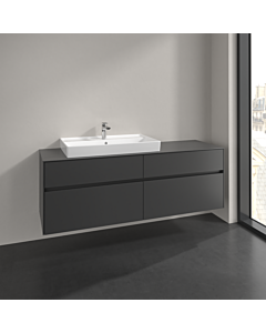 Villeroy und Boch Collaro meuble sous-vasque C026B0VR 160x54,8x50cm, meuble sous-vasque à gauche, éclairage LED 12W, graphite