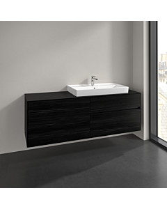Villeroy und Boch Collaro vanity unit C027B0AB 160x54.8x50cm, washbasin right, LED lighting 12W, black oak