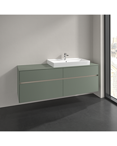 Villeroy und Boch Collaro meuble sous-vasque C027B0AF 160x54,8x50cm, meuble sous-vasque à droite, éclairage LED 12W, vert tendre