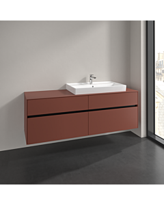 Villeroy und Boch Collaro Waschtischunterschrank C027B0AH 160x54,8x50cm, Waschtisch rechts, LED-Beleuchtung 12W, wine red