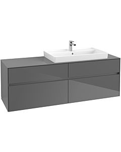 Villeroy & Boch Collaro Waschtischunterschrank C02700FP 160x54,8x50cm, Waschtisch rechts, Glossy Grey
