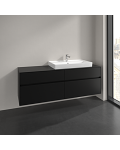 Villeroy und Boch Collaro meuble sous-vasque C027B0VL 160x54,8x50cm, meuble sous-vasque à droite, éclairage LED 12W, noir volcan