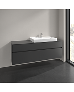 Villeroy und Boch Collaro Waschtischunterschrank C027B0VR 160x54,8x50cm, Waschtisch rechts, LED-Beleuchtung 12W, graphite