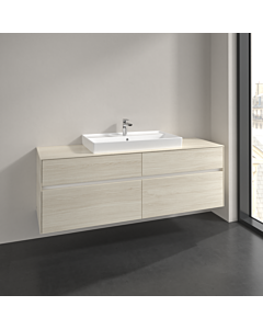 Villeroy und Boch Collaro meuble sous-vasque C028B0AA 160x54,8x50cm, vasque au milieu, éclairage LED 12W, chêne blanc