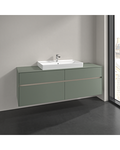 Villeroy und Boch Collaro meuble sous-vasque C028B0AF 160x54,8x50cm, lavabo au milieu, éclairage LED 12W, vert tendre